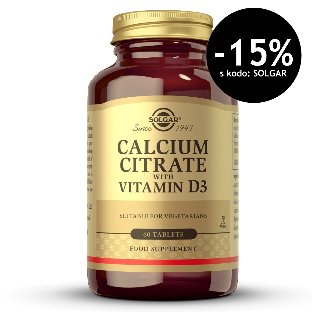 Solgar Kalcijev citrat + vitamin D3, tablete (60 tablet)